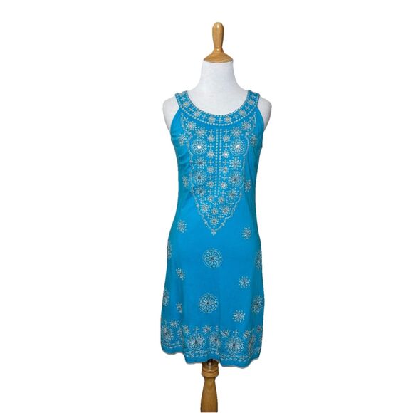 INC International Concepts Dresses & Skirts - Vintage INC International Concepts Blue Silver Indian Sleeveless Dress Sz Small